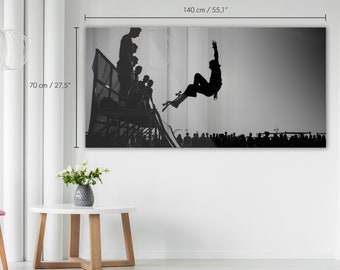 Jump Acrylic Glass Print - Black And White Image Presenting a Skatepark - Plexiglass - Wall Art - Large Wall Decoration #43AM