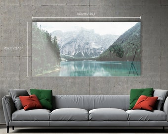 Braies Lake With Green Water And Mountains With Trees Acrylic Glass Print - Beautiful Environment - Wall Print - Wall Hanging #28AN