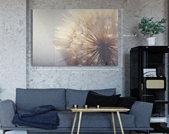 Big Dandelion On a Blue Background Acrylic Glass Print - Close-Up Of a Flower - Wall Art - Plexiglass - Wall Hanging #48AM