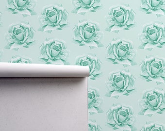 Behang aquarelrozen - Huurdersdecor - Traditioneel of verwijderbaar behang - Bloemenpatroon - Pastelbehang #83