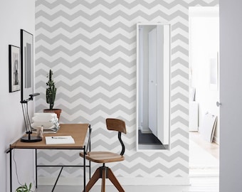 Chevron peel and stick wallpaper - Renters decor -  Available as removable and traditional wallpaper - Grey Zig-Zag Wallpaper #41