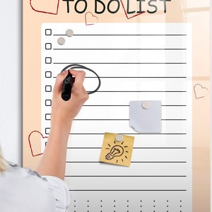Pizarra magnética con lista de tareas pendientes, lista de tareas, tablero de ideas naranja, organizador de fotos para pared, marcador + esponja