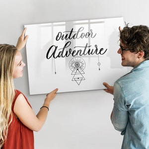 Outdoor Adventure Magnetic Board, Command Center, White Display Board, Wall Organizer Text Pattern, Dry Erase Marker