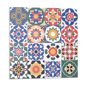 Mosaic Patterns In Rows PVC Floor Tiles, Red Tile Stickers, Peel and Stick Tiles, Texture Tile Stickers, Floor Tile Stickers