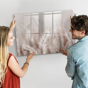 Tropical Leaves Magnetic Board, Command Center, Gray Display Board, Wall Organizer Flowers and plants, Dry Erase Marker