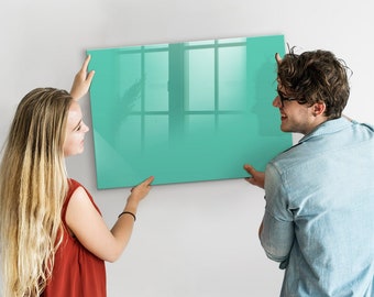 Tableau magnétique turquoise, présentoir photo mural, tableau mémo turquoise, liste des tâches pour le mur uni, marqueur + éponge
