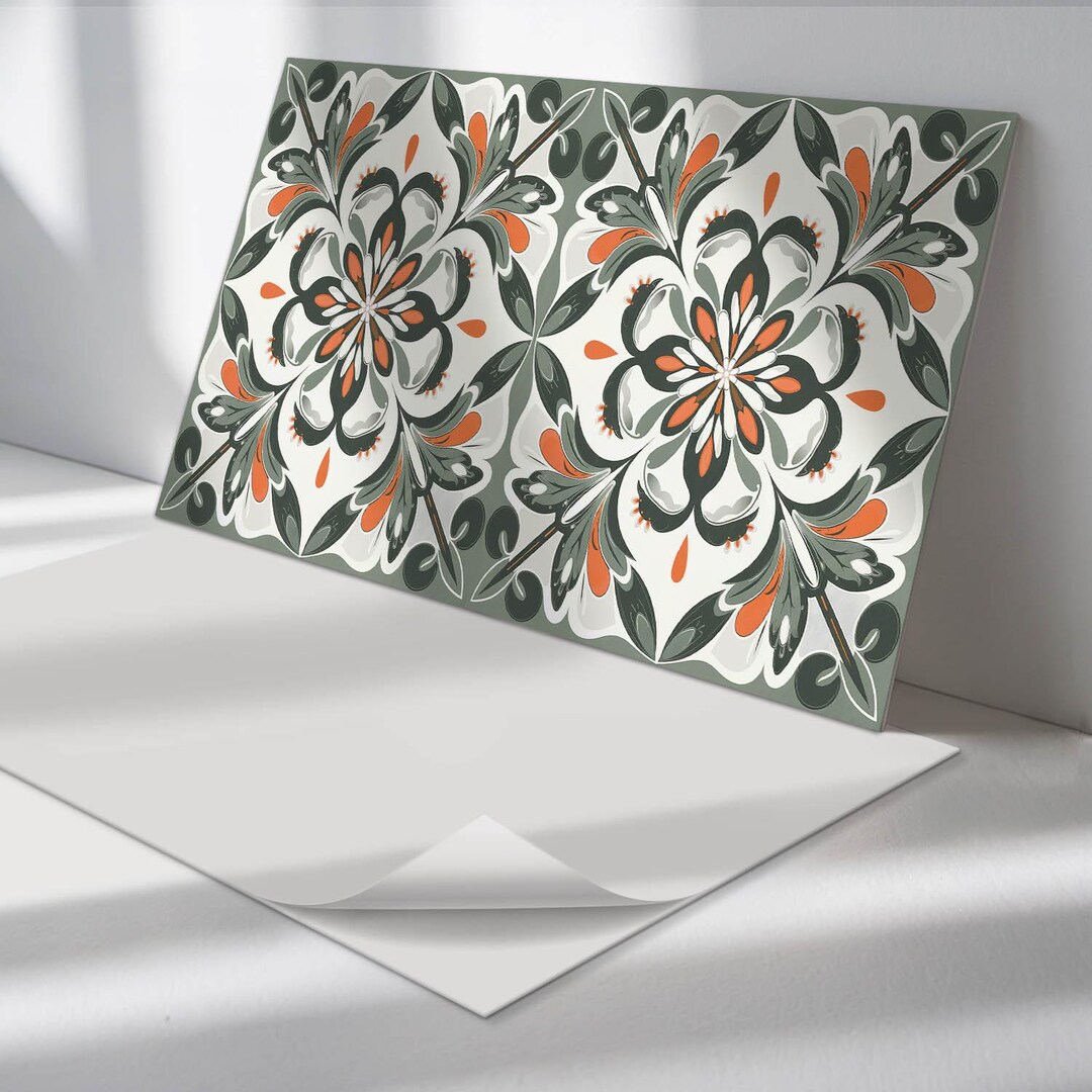 Sticker Decorative Panel Floral Panel Stickers, Green Peel and Stick Panels, Splashback Panel ...