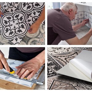 Many Stones Tile Stickers, Beige Removable Tiles, Tile Stickers, Texture PVC Floor Tiles, Kitchen Tile Stickers image 9