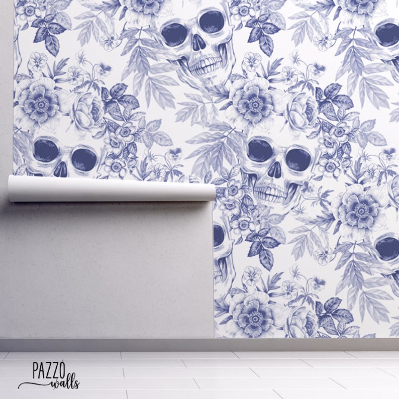 Sugar Skull Self Adhesive Wallpaper Peel And Stick | Etsy