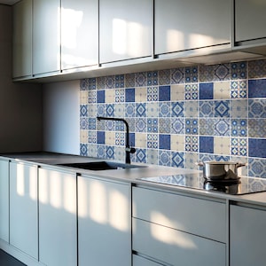 Ceramic Tile Patterns Tile Stickers, Blue Peel and Stick Tiles, Tile Stickers, Texture PVC Floor Tiles, Floor Tile Stickers