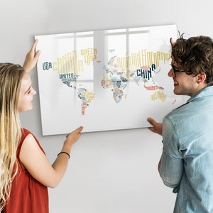Pizarra magnética con nombres de países, rastreador de viajes, mapa de viajes multicolor, mapa de lugares visitados, rastreador de viajes, marcador de borrado en seco