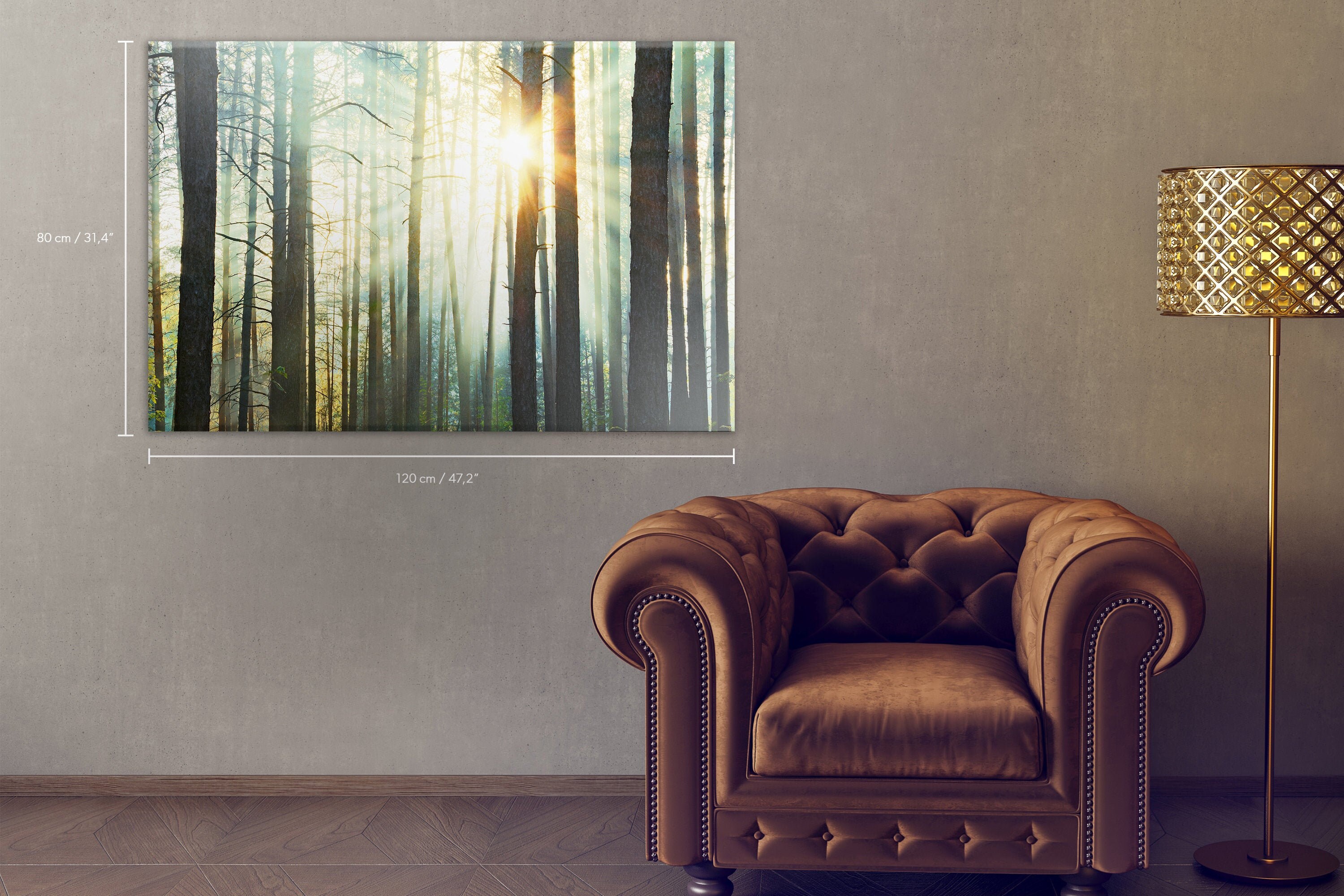Sunset in the Forest Cotton Canvas Art - Sun Bursting From Behind of ...