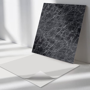 Marble Veins PVC Floor Tiles, Black Tile Stickers, Peel and Stick Tiles, Texture Tile Stickers, Floor Tile Stickers