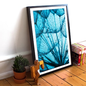 Close Up Of Dandelion On The Blue Background Self-Adhesive Poster - Macro Shot - Detailed Image - Wall Art - Removable Wall Decor #11PN