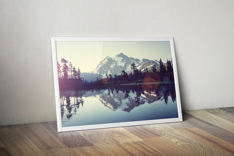 Picturesque Lake Self-Adhesive Poster Mountains In The Background Wall Art Beautiful Lakeside View Large Wall Decoration #2PM