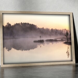 Misty Morning Self-Adhesive Poster - Lakeside View During Sunrise - Room Decor - Peel & Stick - Large Wall Decoration #36PN