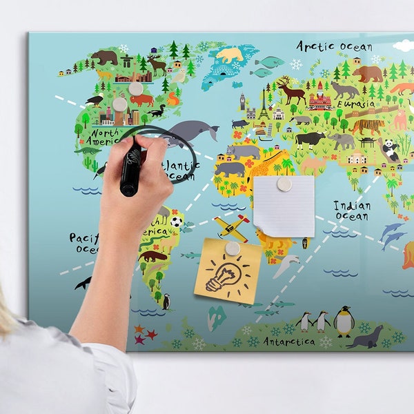 Tableau magnétique carte du monde, carte des pays visités, lieux que vous avez visités multicolore, suivi des lieux que vous avez visités, marqueur effaçable à sec