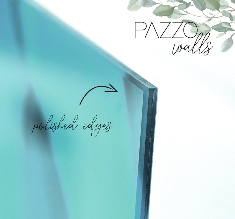 May include: A close-up of a blue glass panel with polished edges. The text "PAZZO walls" is visible in the top right corner of the image.