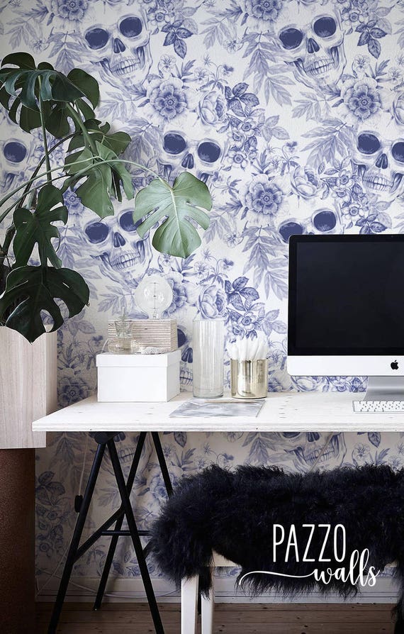 Skull and Flowers Wall Mural Photo Wallpaper GIANT DECOR Paper Poster Free Paste
