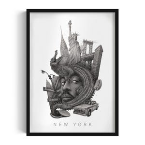 New York in Black and White Framed Art, New York Painting in Frame, City Art Frame, New York Wall Art in Frame