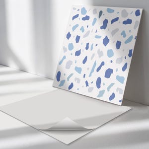 Abstract Speckled Pattern PVC Floor Tiles, Blue Tile Stickers, Peel and Stick Tiles, Texture Tile Stickers, Floor Tile Stickers