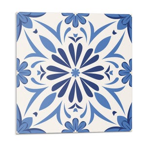Blommönster kakelklistermärken, Blå självhäftande plattor, Kakelklistermärken, Texturerade PVC-golvplattor, Golvkakelklistermärken