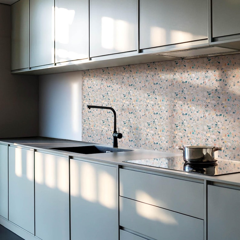 Many Stones Tile Stickers, Beige Removable Tiles, Tile Stickers, Texture PVC Floor Tiles, Kitchen Tile Stickers image 4