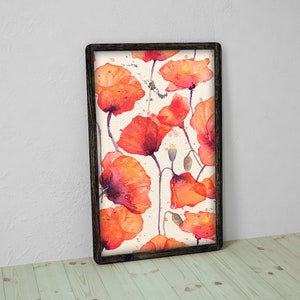 Watercolor Seamless Pattern With Wild Red Poppies, Retro Background Self-Adhesive Poster - Sticky Wall Art - Room Decoration #4PP