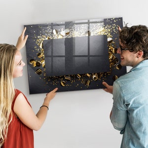Pizarra magnética Golden Confetti, organizador de pared, tablero de estado de ánimo multicolor, tablero de diversión Command Center, marcador + esponja