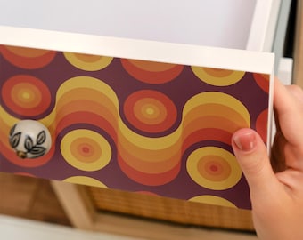 Vinilo adhesivo Retro Energy Peel And Stick, adhesivo autoadhesivo para muebles en naranja y burdeos, chapa retro, calcomanía abstracta