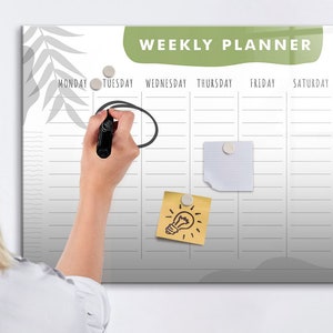 Weekly Plan Magnetic Board, Reusable Calendar, White Bulletin Board, Memo Board Organizer, Dry Erase Marker