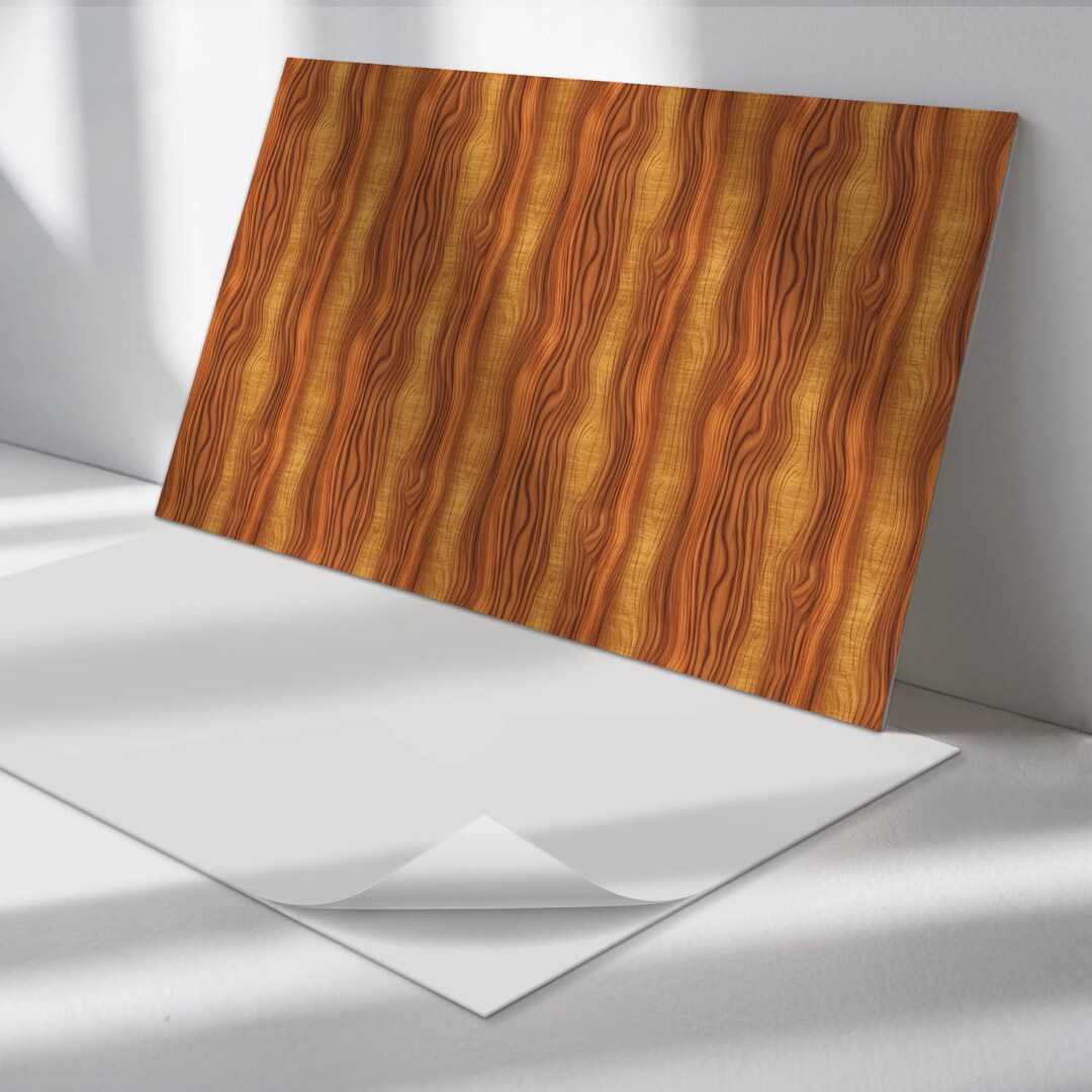 Sticker Decorative Panel Wood With Waves Panel Stickers, Brown Peel and Stick Panels, Splashback ...