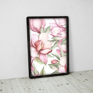Modèle Sans Couture Avec Fleur De Magnolia. Poster autocollant illustration aquarelle - Poster autocollant - Art mural #15PP