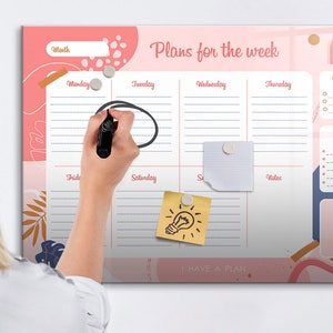 Pizarra magnética Planner Of The Week, tablero de notas, horario multicolor, organizador de calendario reutilizable, marcador de borrado en seco