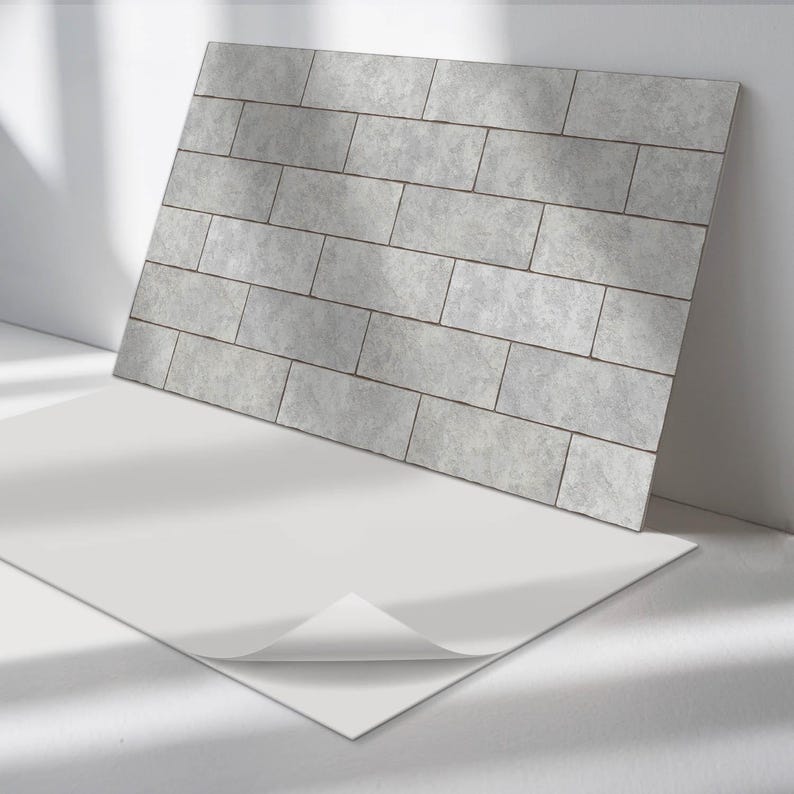 Sticker Decorative Panel Bricks in a 3D Arrangement Panel Stickers, Gray Peel and Stick Panels ...