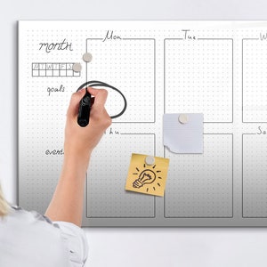 Weekly Plan Magnetic Board, Reusable Calendar, White Bulletin Board, Memo Board Organizer, Dry Erase Marker