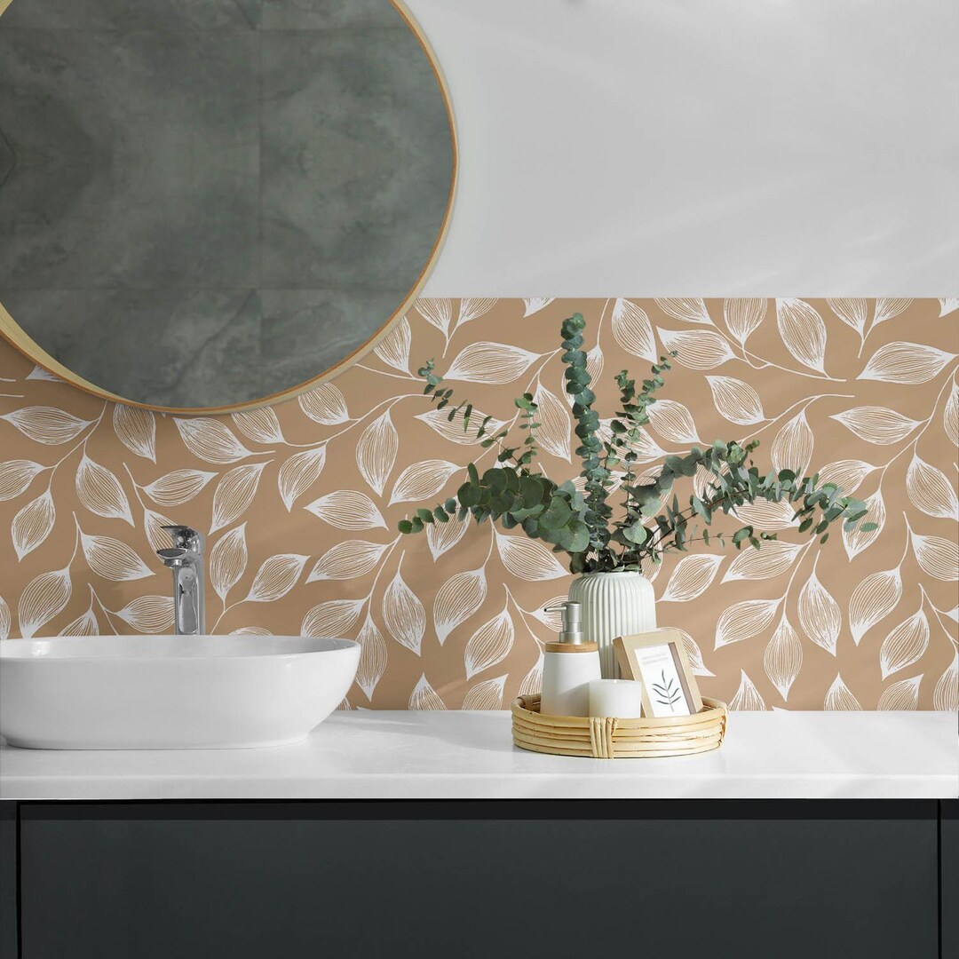 Sticker Decorative Panel Leaves Panel Stickers, Beige Removable Panels, Splashback Panel ...