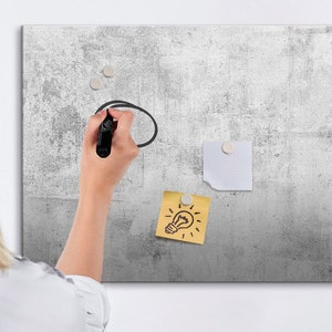 Tablero magnético para pared de hormigón, lista de tareas pendientes para pared, tablero de mensajes gris, patrón de textura para exhibición de fotos en la pared, marcador + esponja