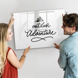 Outdoor Adventure Magnetic Board, Command Center, White Display Board, Wall Organizer Text Pattern, Dry Erase Marker