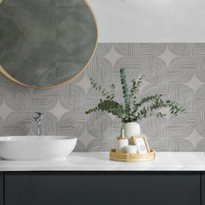 Geometric Lines In The Layout PVC Floor Tiles, Creamy Tile Stickers, Removable Tiles, Texture Tile Stickers, Kitchen Tile Stickers
