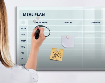 Pastel Meal Plan Magnetic Board, Menu Planner, Blue Idea Board, Meal Planner Organizer, Dry Erase Marker