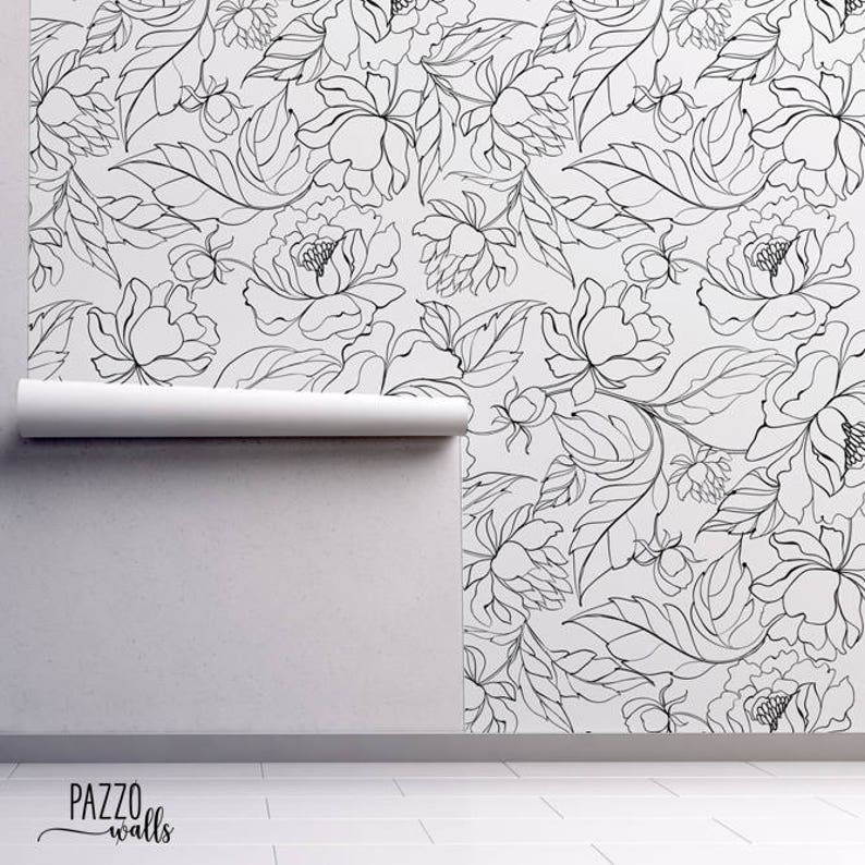Peony Self Adhesive Wallpaperrenters Decorfloral Removable Etsy