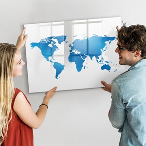 Tablero magnético con mapa del mundo, mapa de lugares visitados, rastreador de viajes azul, rastreador de viajes con mapa de lugares visitados, marcador + esponja