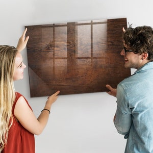 Pizarra magnética de madera vieja, organizador de pared, tablero de estado de ánimo marrón, patrón de naturaleza del centro de comando, marcador + esponja