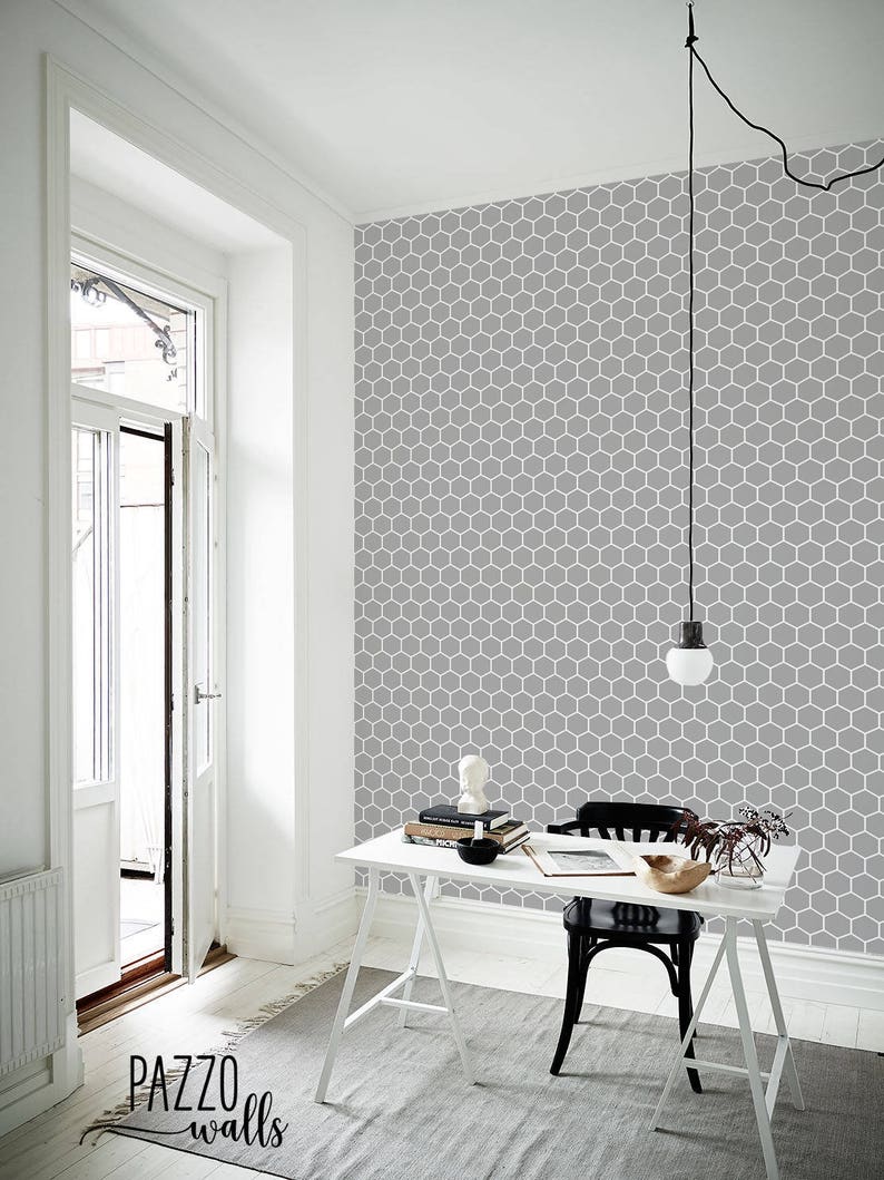 Removable Wallpaper Renters Decor Hexagon Etsy