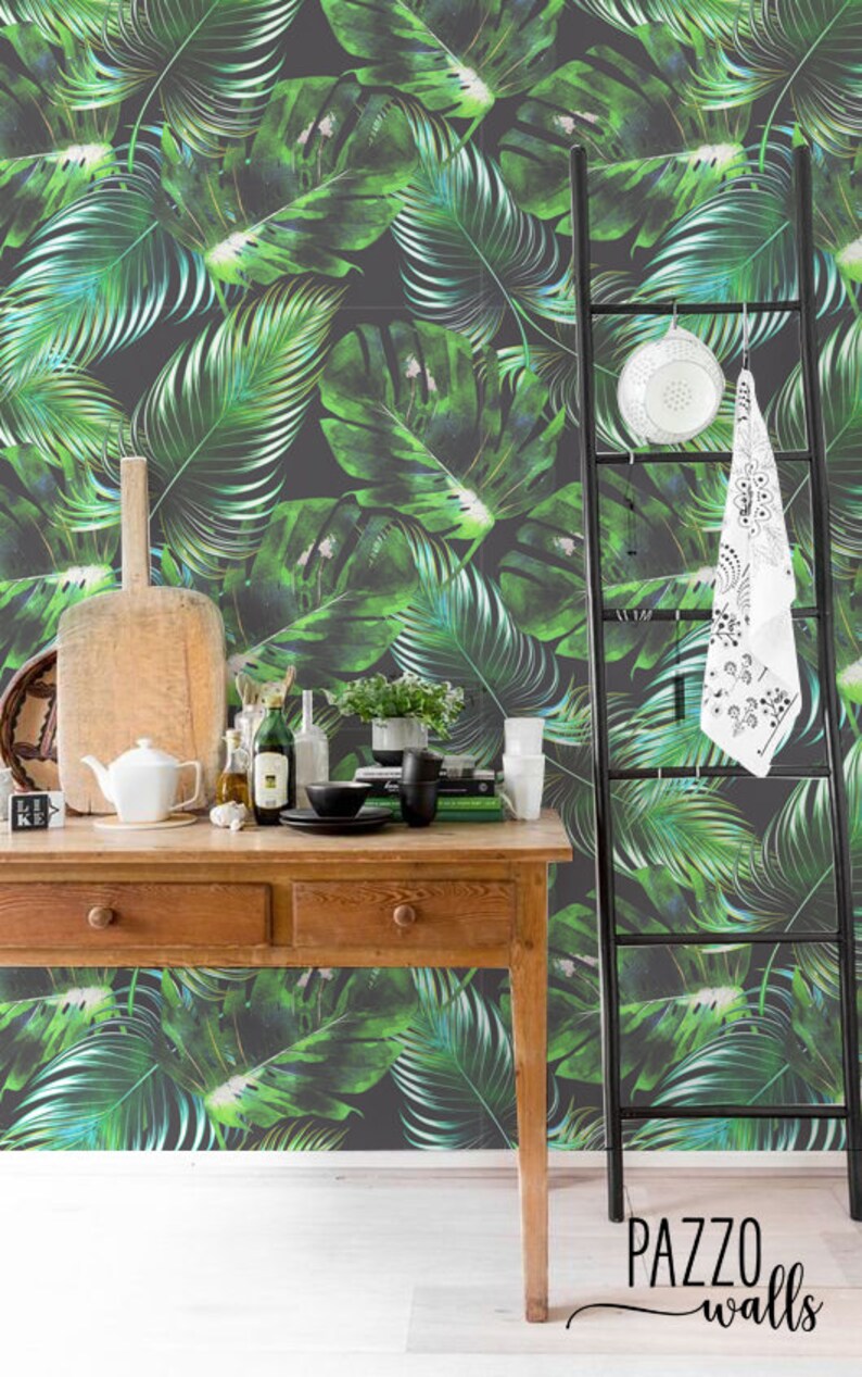 Moody Tropical Wallpaper Renters Decor Self Adhesive Etsy