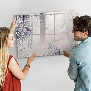 Tablero magnético de hojas de palma, lista de tareas para la pared, tablero de mensajes multicolor, exhibición de fotos de pared con flores y plantas, marcador + esponja