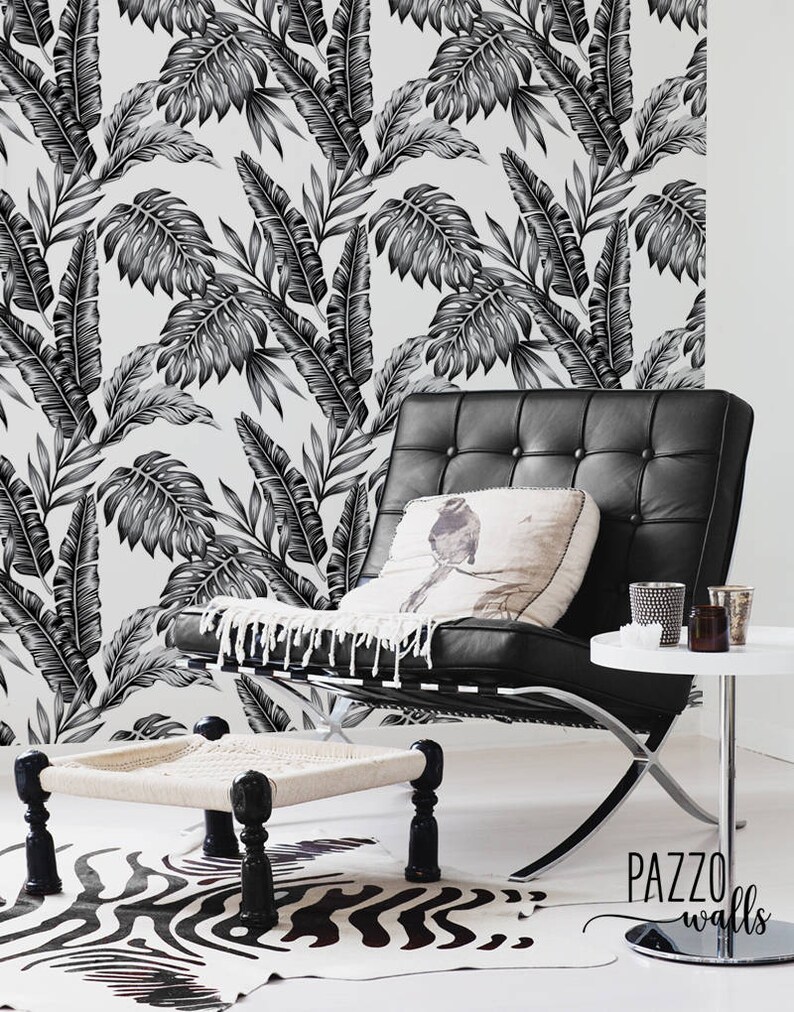 Exotic Palm Leaf Wallpaper Renters Decor Self Adhesive or Etsy