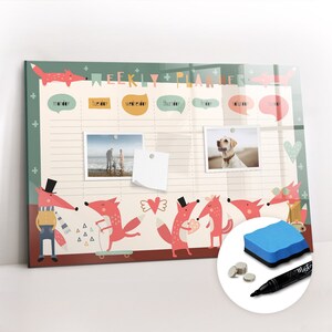 Planificador semanal para niños, tablero magnético, calendario reutilizable, tablero de anuncios multicolor, organizador de tablero de notas, marcador de borrado en seco