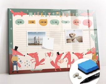 Weekly Planner For Children Magnetic Board, Reusable Calendar, Multicolour Bulletin Board, Memo Board Organizer, Dry Erase Marker